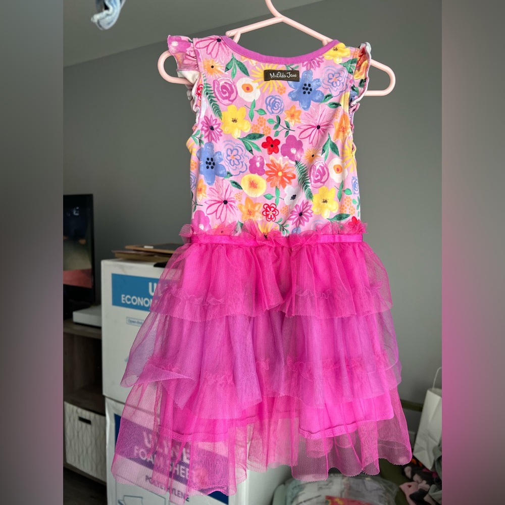 Matilda Jane Magenta Floral Tulle Skirt Dress Size 4 VGUC - Picture 4 of 6